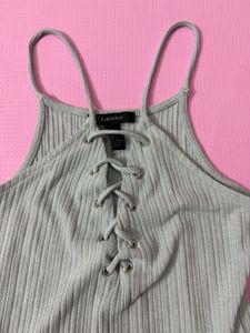 Forever 21 Light Blue Ribbed Bodysuit