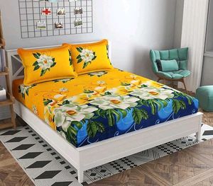Floral poly cotton 2 shade bedsheet