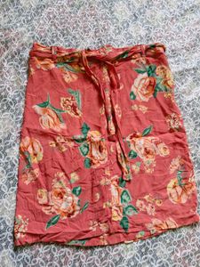 Floral Print Wrap Skirt