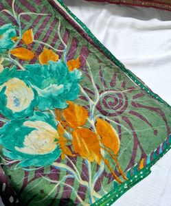 Vibrant Floral Print Saree