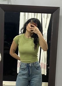 Olive Green Ribbed T-Shirt
