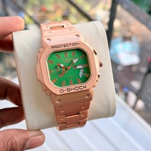 G-Shock Watch - Rose Gold & Green