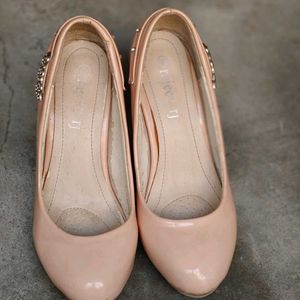 Elegant Nude Pink Heels with Embellishments