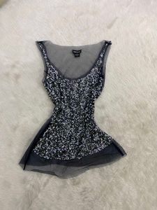 Vintage Sequined Mesh Camisole Tank Top