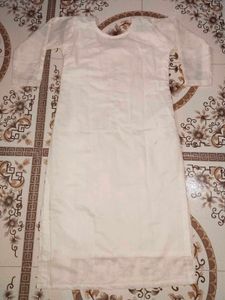 Elegant White and Orange Embroidered Suit Set