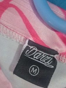 Pink Heart Print Mesh Crop Top