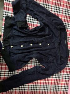 Navy Blue Button-Up Fitted Cardigan🎀