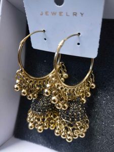 Gold Jhumka Earrings