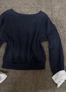 🫐🥿 sweatshirt top with shirt sleeve det