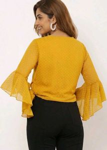 Stylish Yellow Bell Sleeve Top for Women &amp; Girls