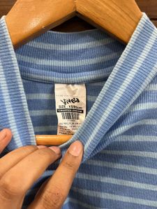 Striped Mock Neck T-Shirt
