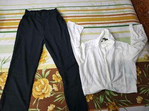 Stylish Black Pants &amp; White Top Set