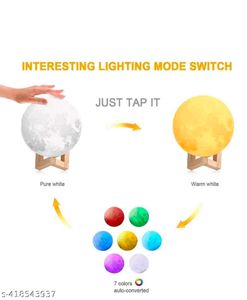 Moon Lamp with Wooden Stand