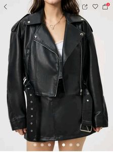 Black Faux Leather Moto Jacket