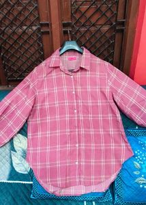 Pink Plaid Button-Up Shirt