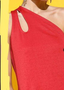 Red Cutout Neckline Sleeveless Dress