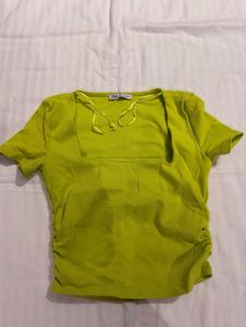 Zara Green Ruched T-Shirt
