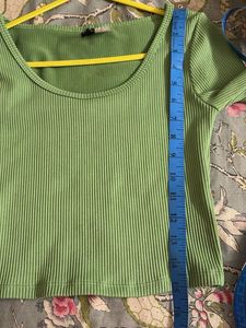 Lime Green Ribbed Long Sleeve Top