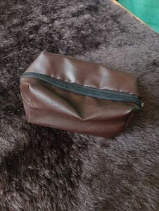 Brown Faux Leather Pouch