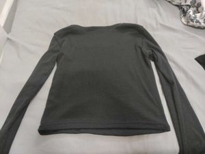 Black Square Neck Long Sleeve Top