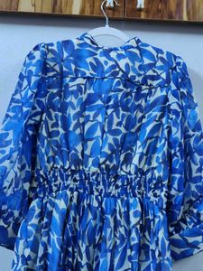 Chic Blue Floral Midi Dress