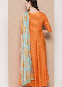 Sequined Empire Ethnic Dress with Attached Dupatta