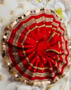 Red &amp; Gold Laddu Gopal Fancy Dress Size 5'6'7