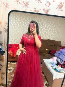 Elegant Red Embellished Gown