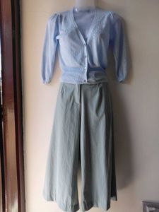 Light Blue Cropped Wide Leg Pants