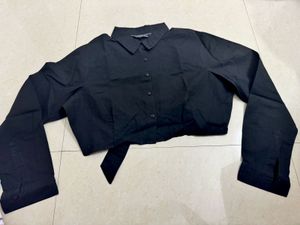 roadster crop black cut out shirt