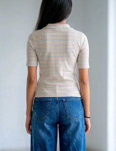 Striped Collared Casual Top