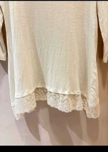 White Lace Trimmed Tunic Top