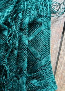 Elegant Teal Woven Dupatta with Fringes