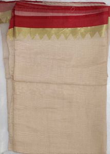 Cream saree with red border