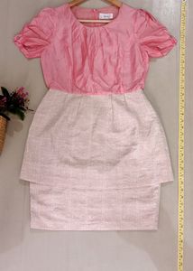 Stylish Western Korean Asian Dress Pink & Nude Colour
