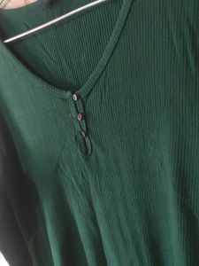 Ribbed Henley Long Sleeve Top