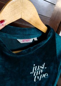 Ginger Green Velvet Regular Fit Sweatshirt