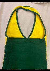 green and yellow halter neck top
