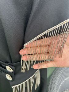 Elegant Black Dress with Fringe Detail