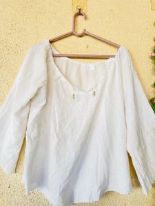 Chic White Bell Sleeve Blouse