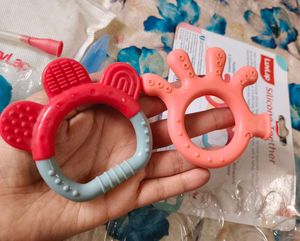 combo LuvLap Silicone Teether and nasal aspirator