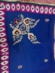 Blue Gota Patti n thread work saree