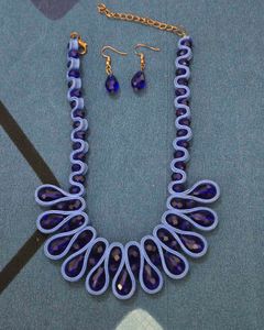 Bohemian Blue Beaded Necklace & Earrings Set