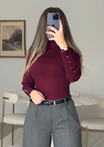 Zara Burgundy Turtleneck Top