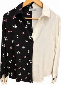 Two-Tone Floral Print Button-Up Shirt