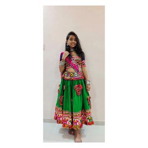 Green And Blue Navratri Lehnga