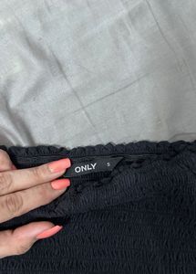 Black Smocked Tube Top