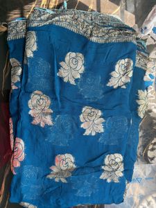 Elegant Blue Floral Saree
