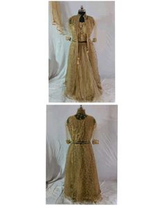 3 Piece Elegant Golden Net Lehenga Choli Set