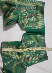 Green Brocade Blouse with Full Sleeves